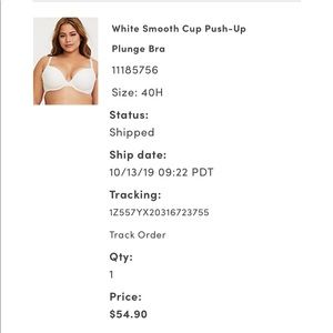 Torrid White Smooth Cup Back Push Up Bra 40H